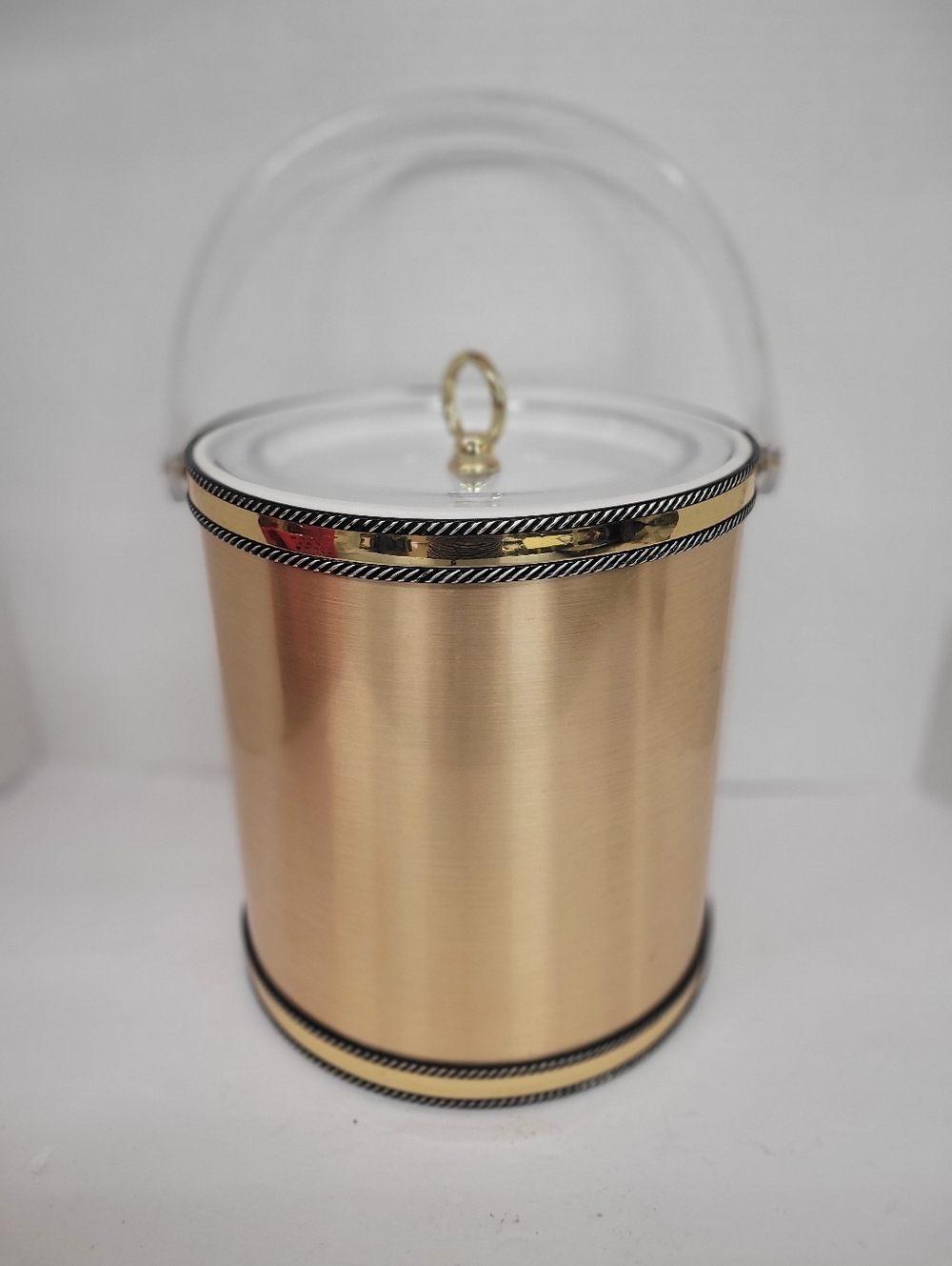 Mid Century Gold Plastic Acrylic Ice Bucket With Handle